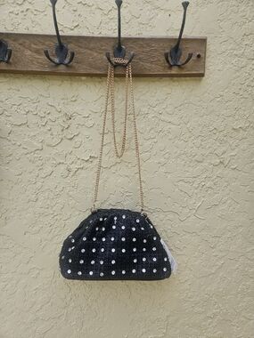 Urban Expressions Black Formal Beaded Rhinestone Chain Shoulder Clutch